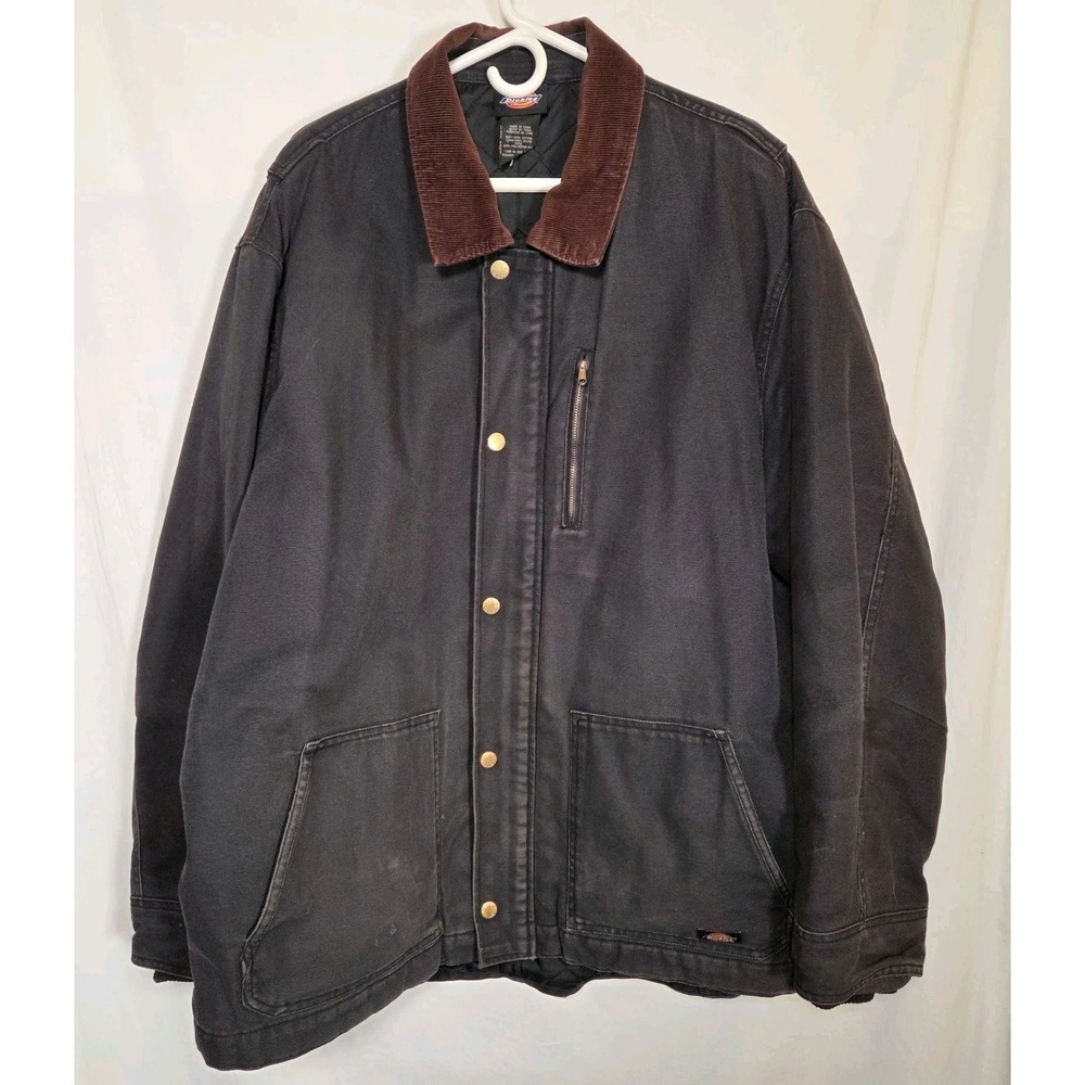 Dickies black Canvas Barn Coat Quilt Lined Mens 2XL Workwear Chore Jacket